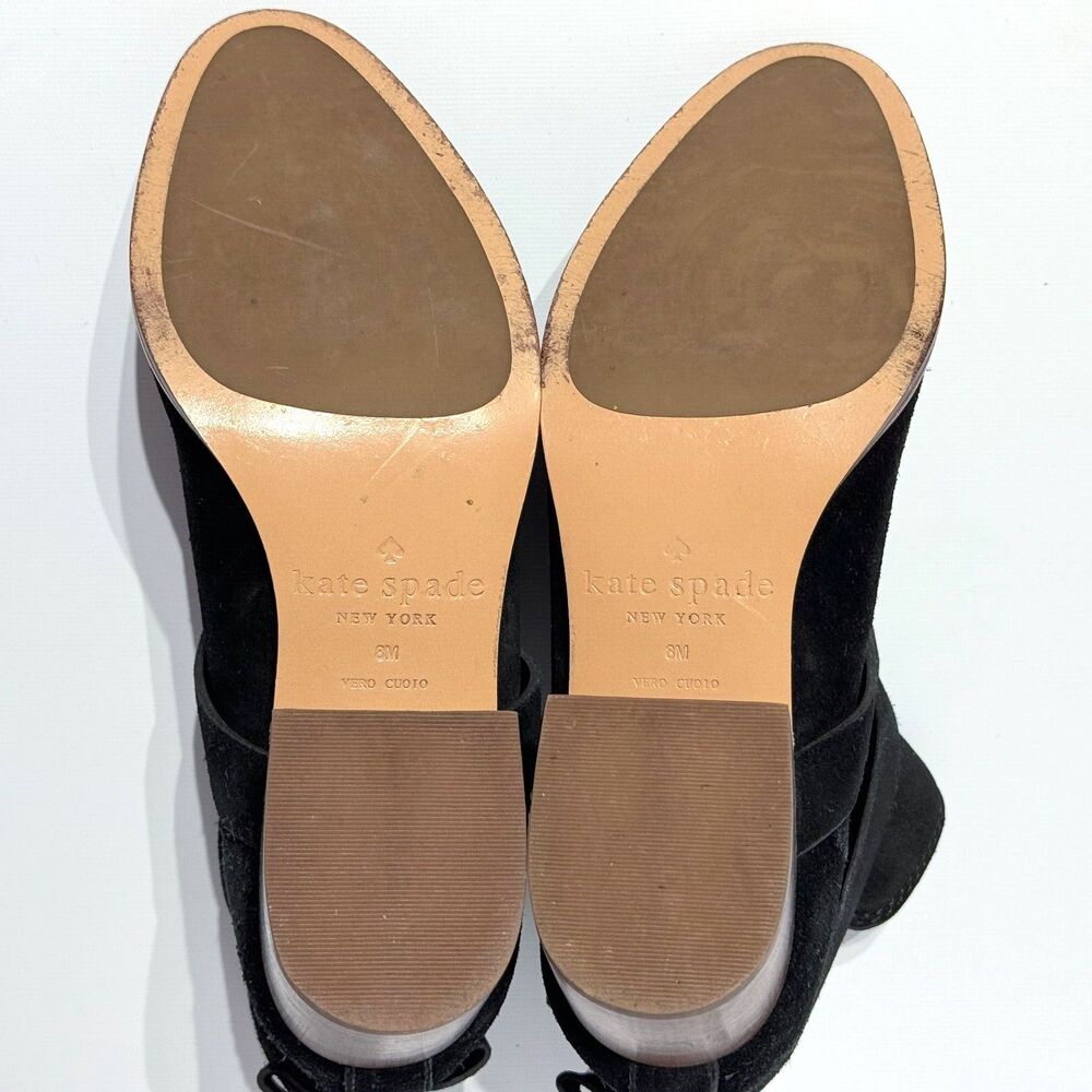 Kate Spade Polly Black Suede Buckle Strap Ankle Booties Boots Women’s Size 8M - Picture 8 of 8